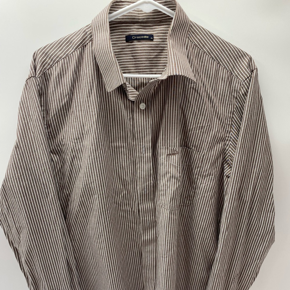 Crocodile Mens Button Down Shirt Plaid Shirt 41